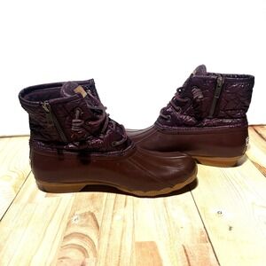 Sperry Nylon Quilted Saltwater Top-Sider Duck Boot Size 8.5  STS82680 Maroon